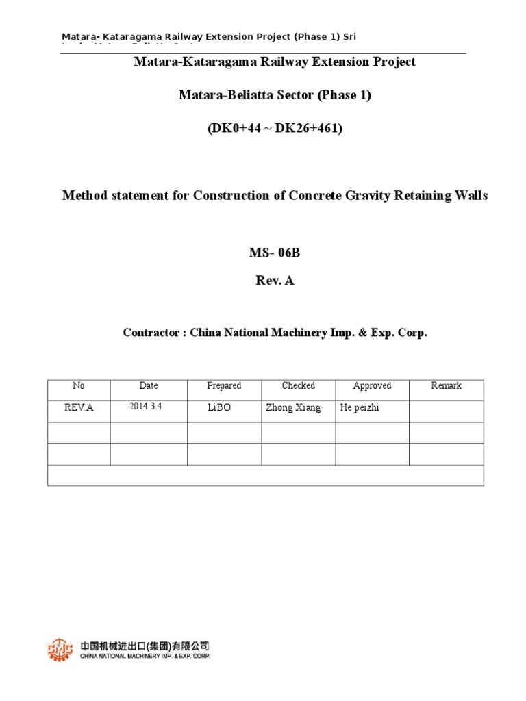 Concrete Gravity Retaining Wall Method | PDF | Concrete | Excavation ...