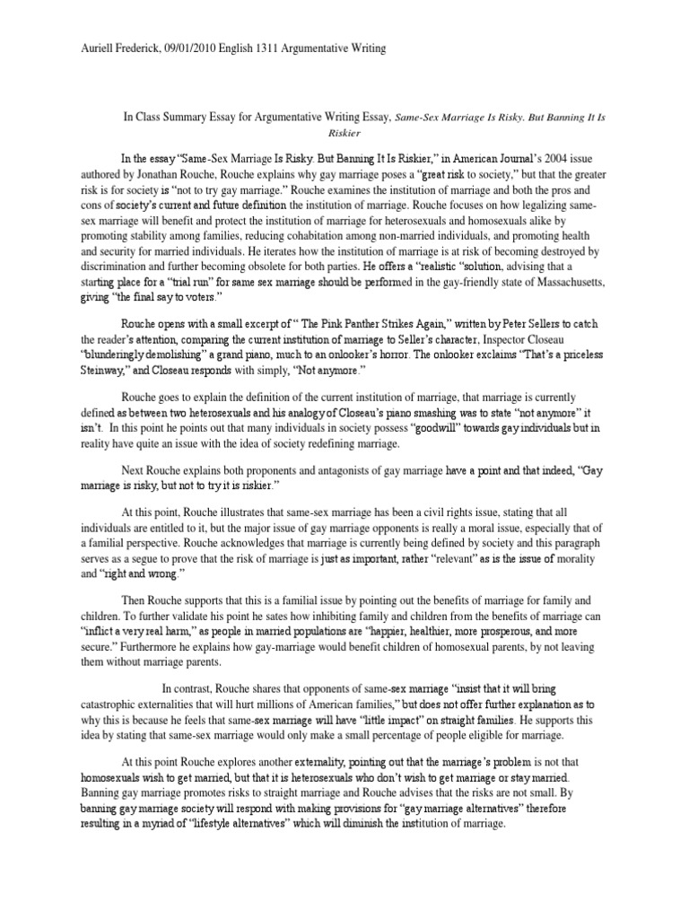gay marriage argumentative essay