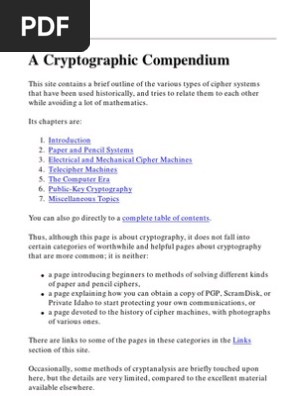 A Cryptographic Compendium | PDF | Cryptography | Public Key
