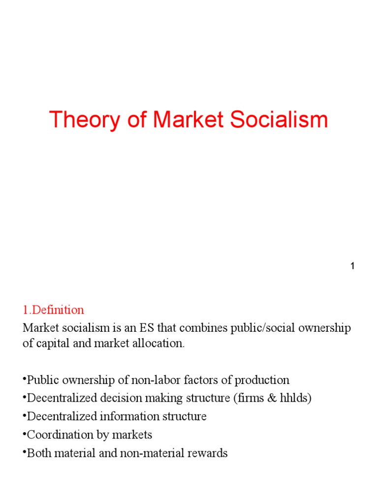 Theory Of Market Socialism Pdf Labour Economics Capitalism