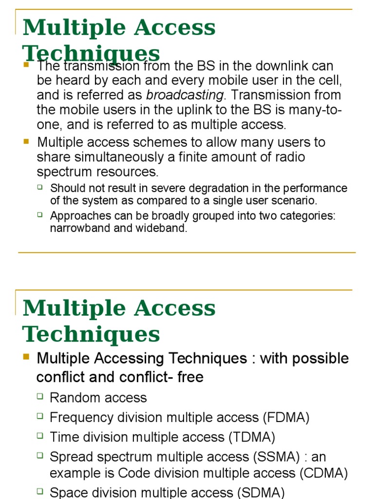 Overview of Multiple Access Techniques | PDF | Code Division Multiple ...