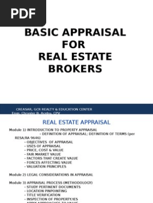 Basic Appraisal For Real Estate Broker Lease Real Estate Appraisal
