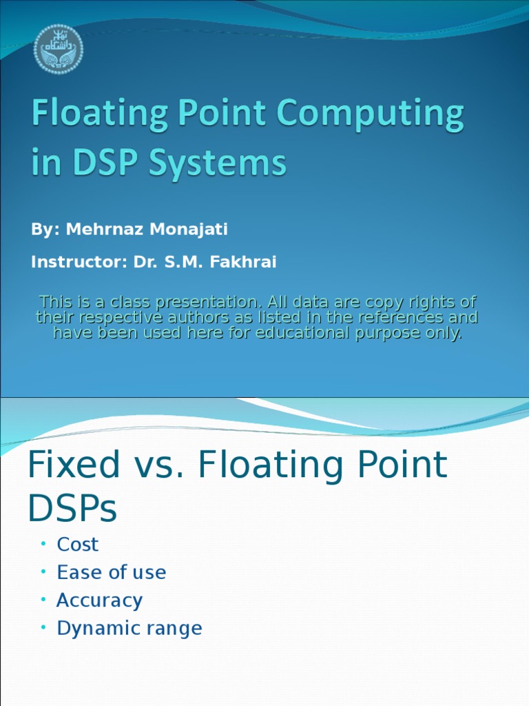 DSP Floating Point Formats | PDF | Digital Signal Processor | Central ...