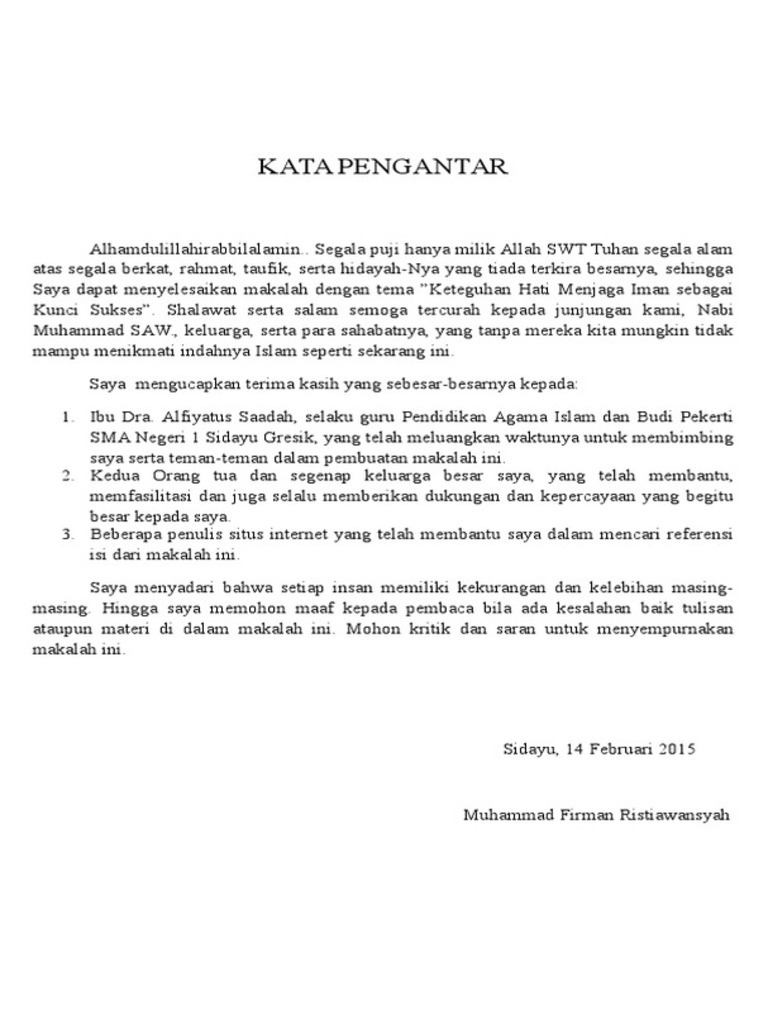Makalah Keteguhan Hati Menjaga Iman Sebagai Kunci Sukses