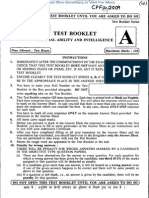 CAPF (AC) Exam - General Ability & Intelligence, 2009 Paper-I