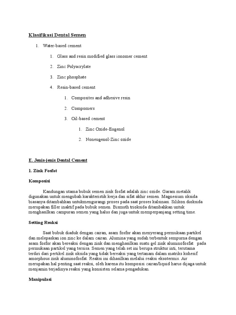 Klasifikasi Dental Semen PDF