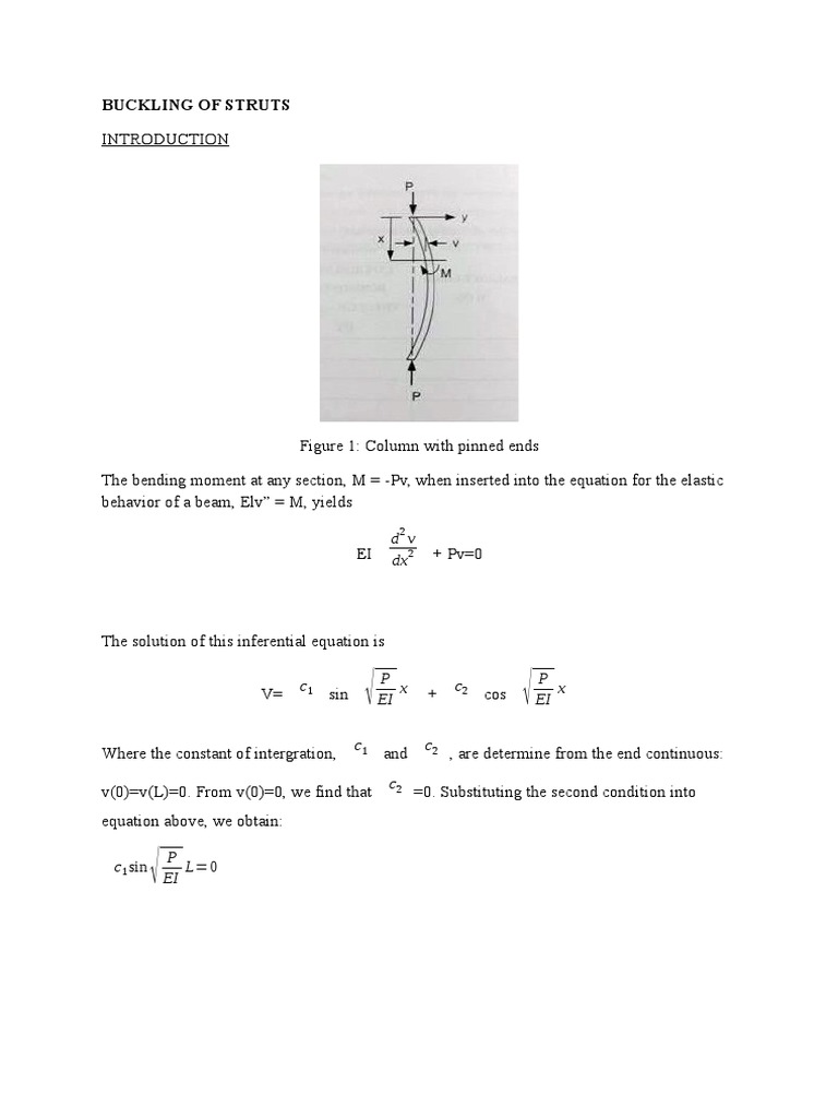 Buckling Of Struts Lab Report Pdf Buckling Column