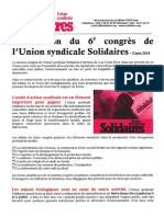 Solidaires - Déclaration Du 6ème Congrès - 5 Juin 2014