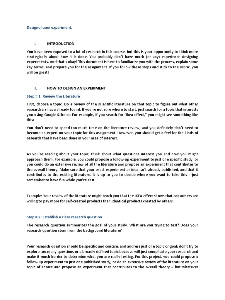 Designing an Experiment: Key Steps | PDF | Career & Growth | Self ...