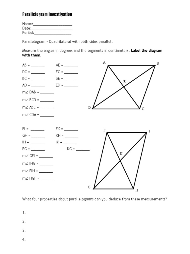 Parallelogram Measurement and Properties Guide | PDF
