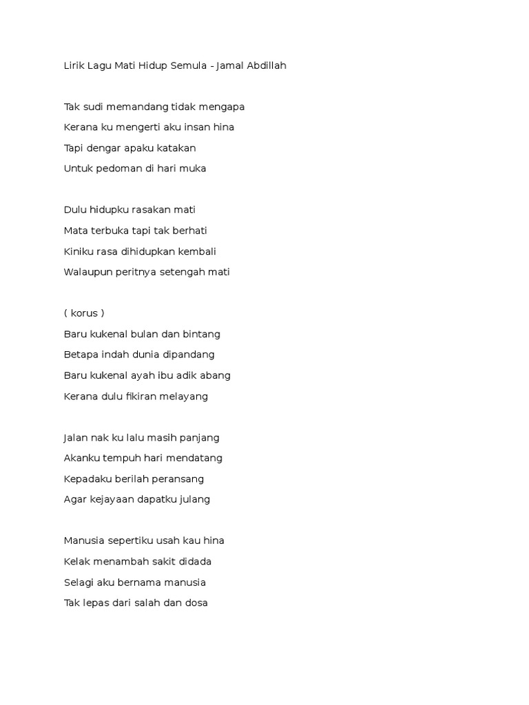 Mati Hidup Semula Pdf