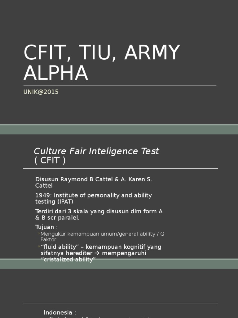 Cfit, Tiu, Army Alpha 2015un