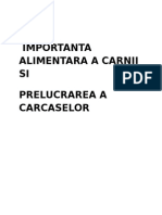 IMPORTANTA ALIMENTARA A CARNII SI Modalitati de Prelucrare A Carnii