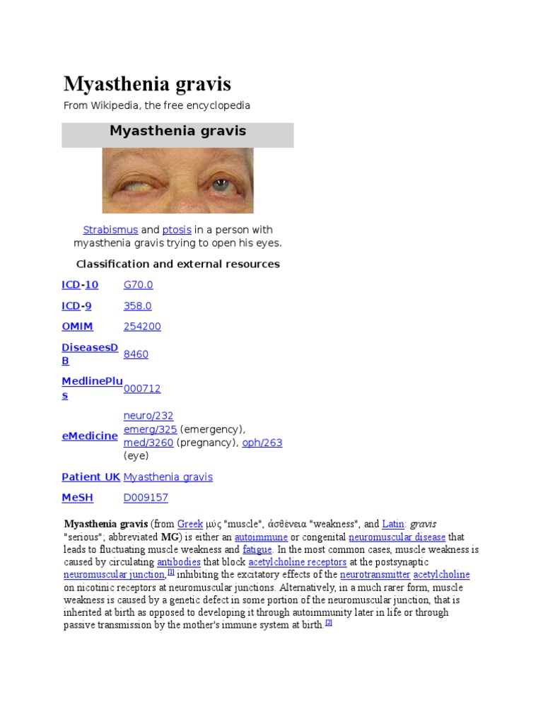 Myasthenia Gravis | PDF | Neuromuscular Junction | Diseases And Disorders