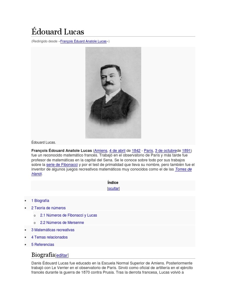 Édouard Lucas PDF Matemáticas discretas Combinatoria