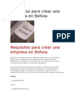 Requisitos Para Crear Una Empresa en Bolivia