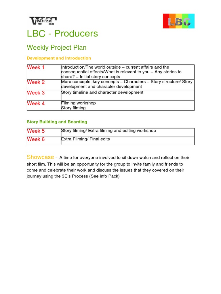 Weekly Film Project Development Plan | PDF | Career & Growth | Foreign ...