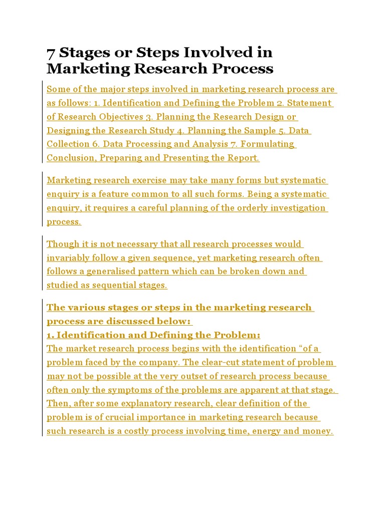 7 Stages or Steps Involved in Marketing Research Process | Marketing ...