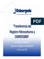 Transferencia Del Registro de Hidrocarburos A OSINERGMIN