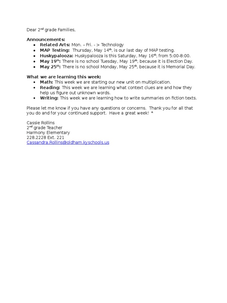 Weekly Update | PDF | Language Arts & Discipline | Wellness