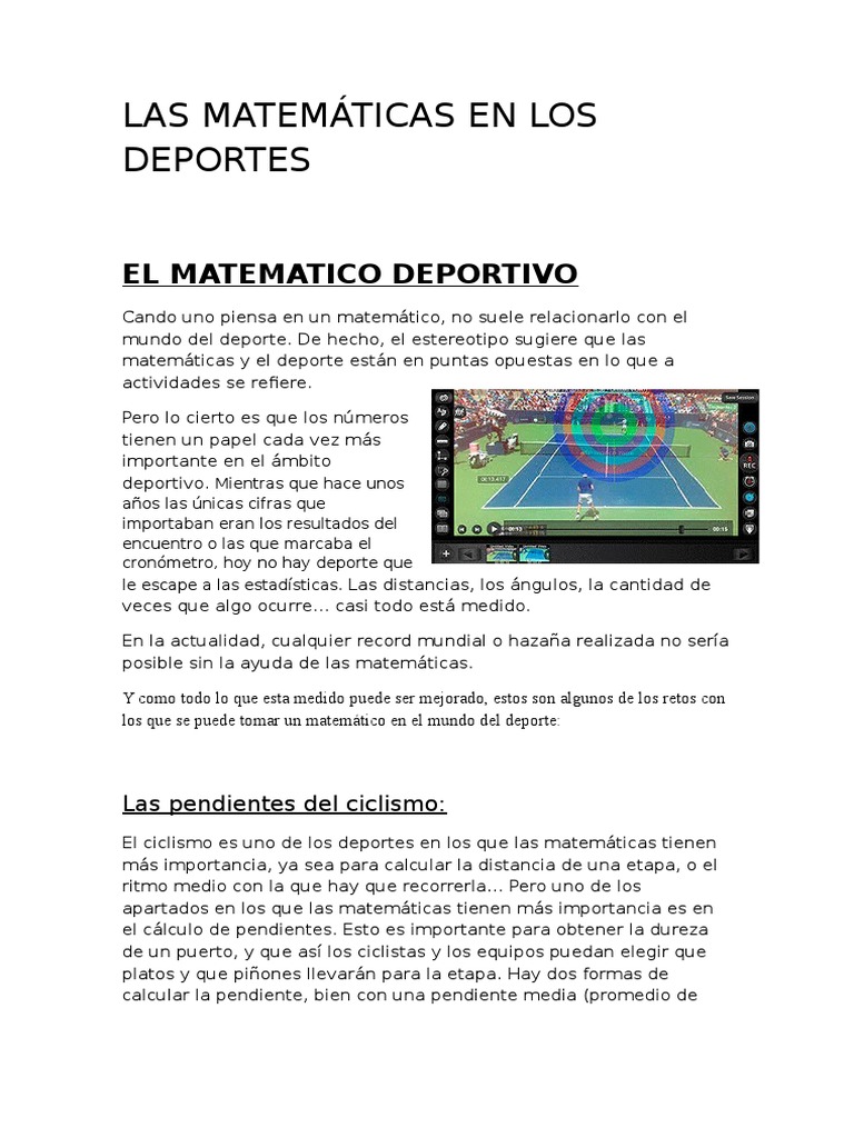Matemáticas en el Deporte | PDF | Gravedad | Enseñanza de matemática