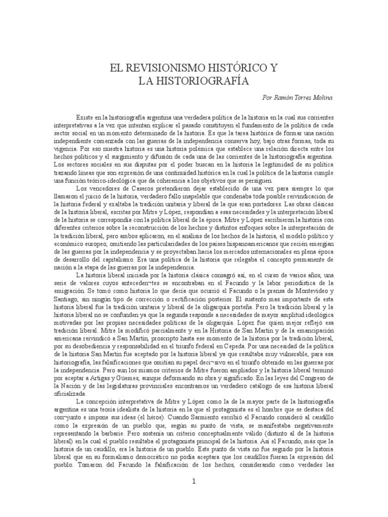 Molina - El Revisionismo Histórico y La Historiografia | PDF ...