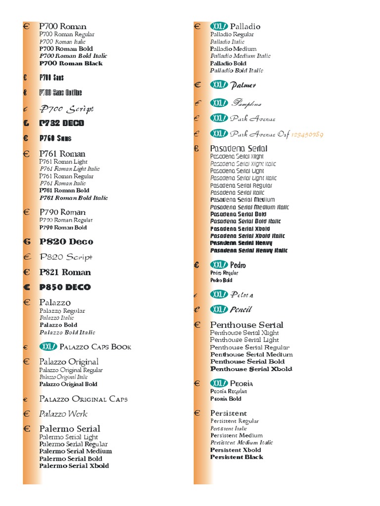 Comprehensive Font Styles List | PDF