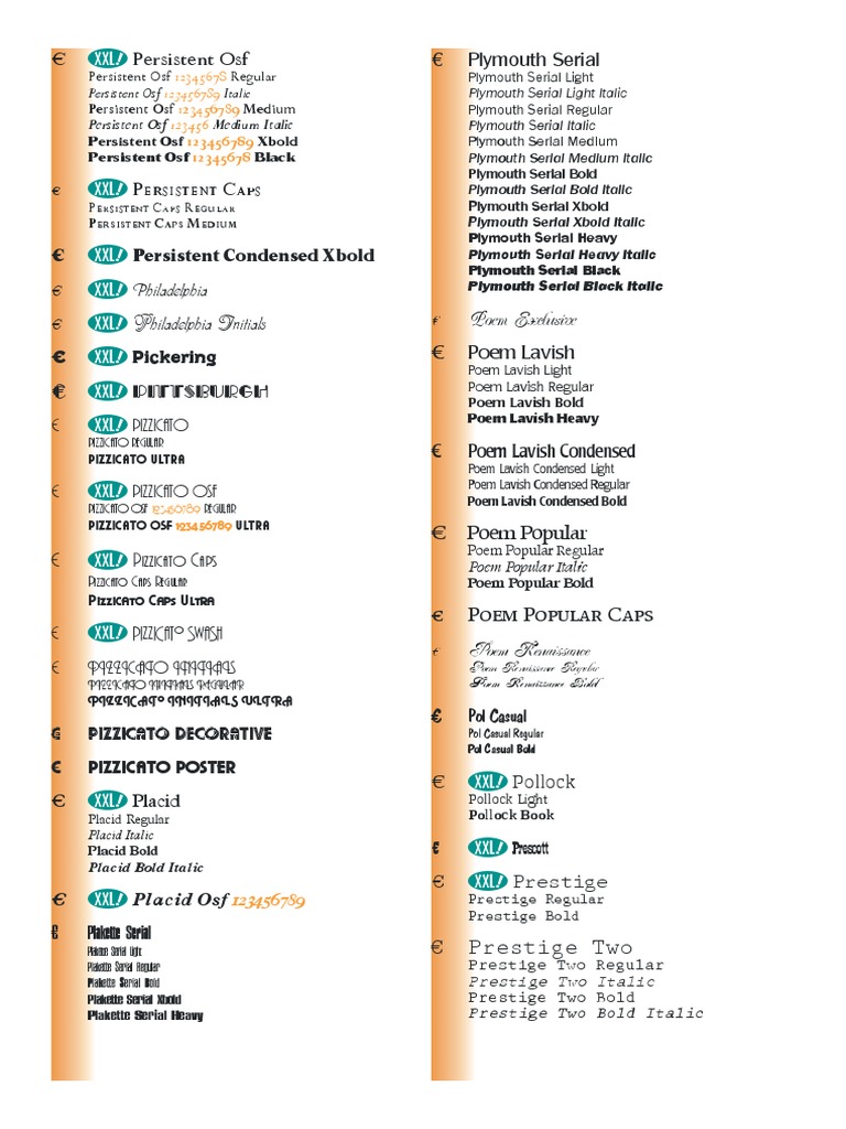 Font Styles and Variants List | PDF