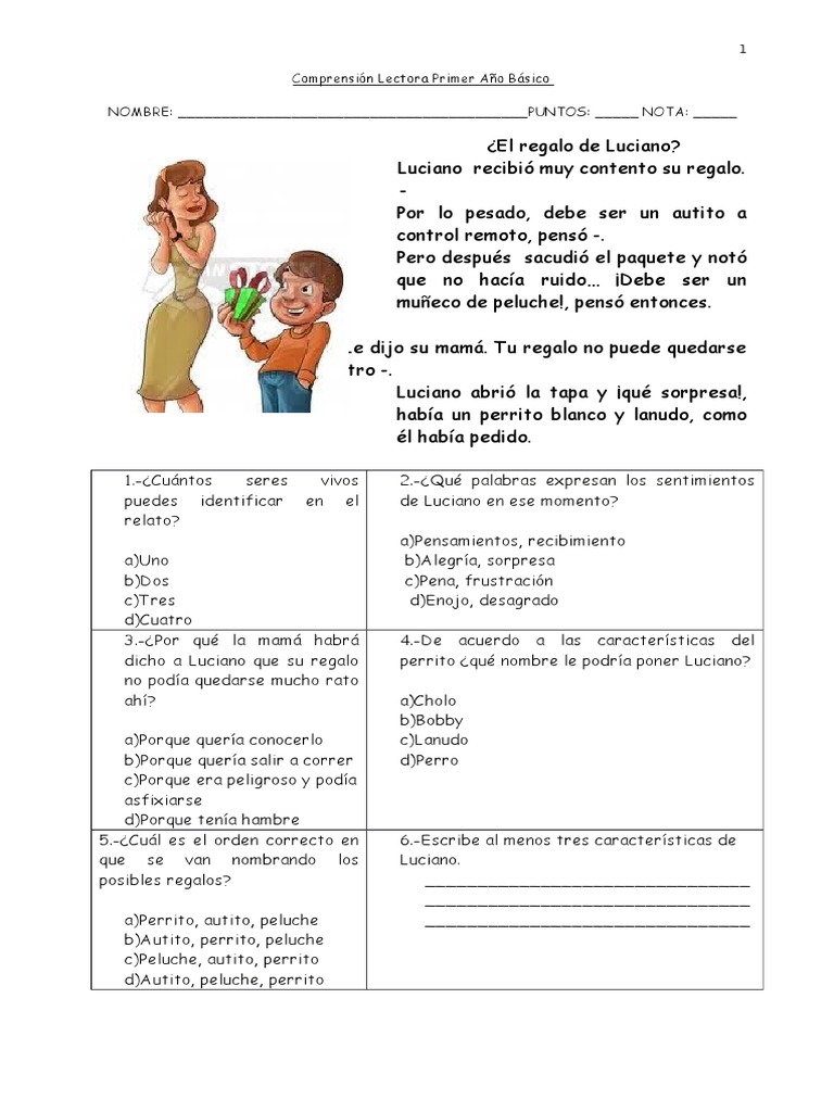 Comprension Lectora 1º Basico Lenguaje | PDF | Estudios de idiomas ...