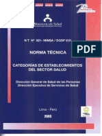 Norma Tecnica Categorías de Establecimientos Del Sector Salud (NT Nº 021-MINSADGSP v.01) 2005