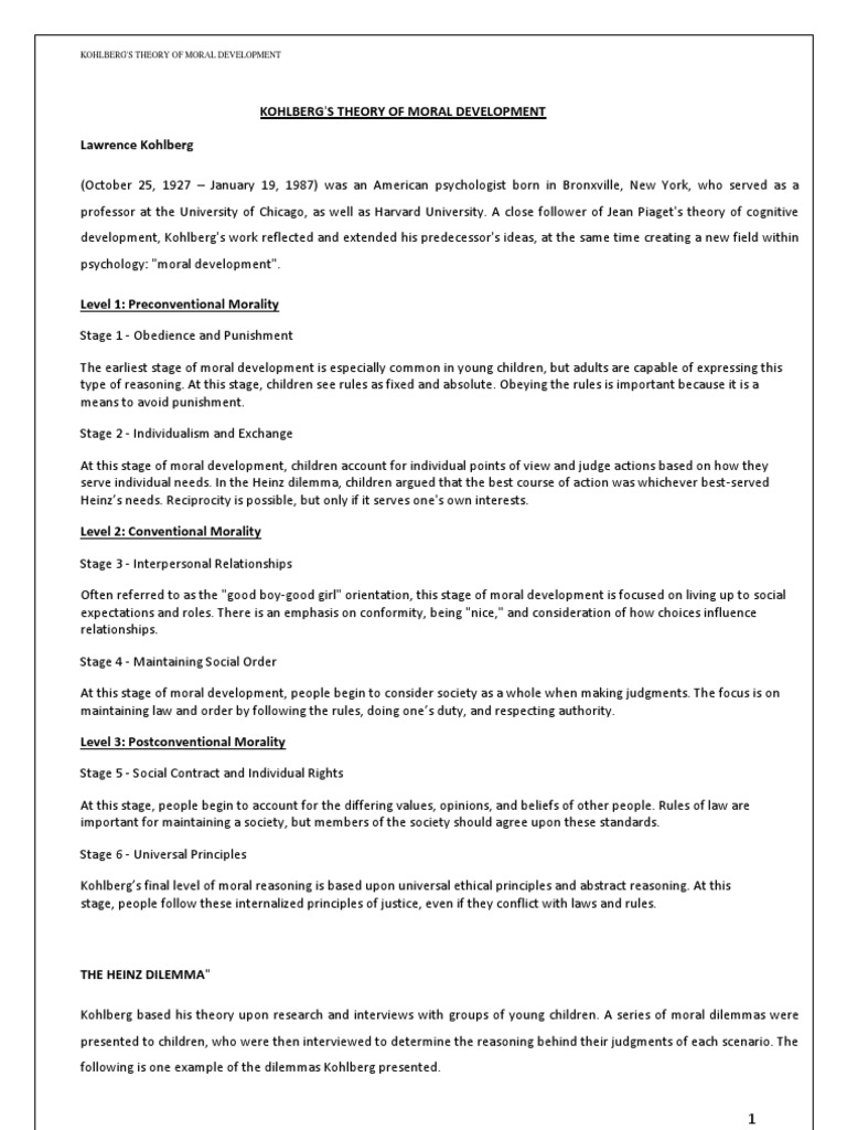 Kohlberg moral development stages chart picture