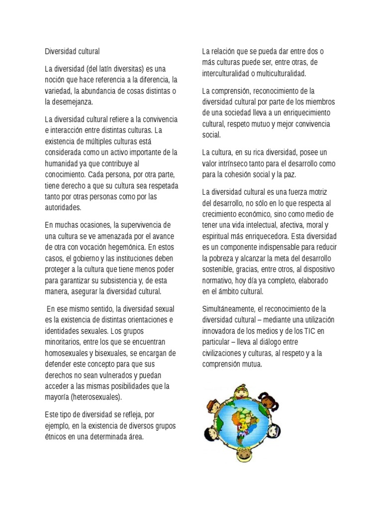 Importancia de la Diversidad Cultural | PDF | Diversidad cultural ...