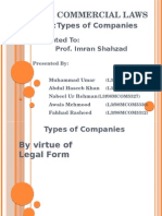 Corp. & Commercial Laws: Topic:Types of Companies