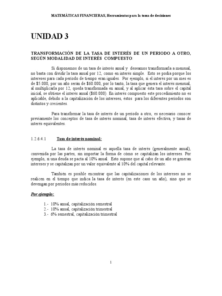Tasa de Interés Nominal y Efectiva | PDF | Finanzas Matemáticas | Interés