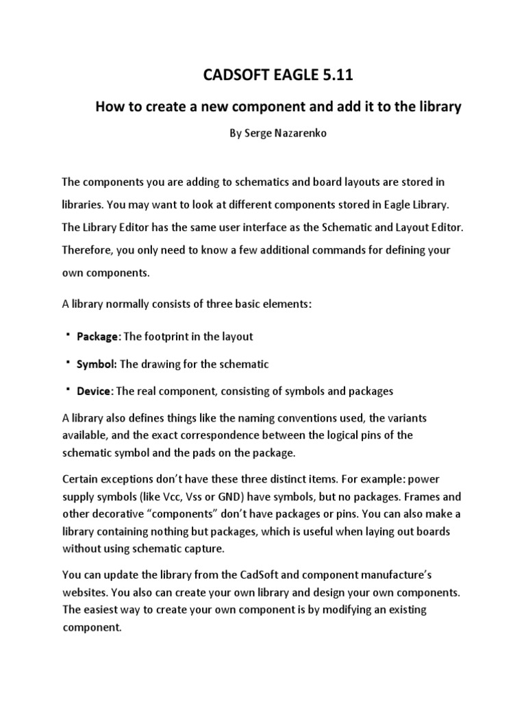 Creating Components in Eagle Library | PDF | Library (Computing ...
