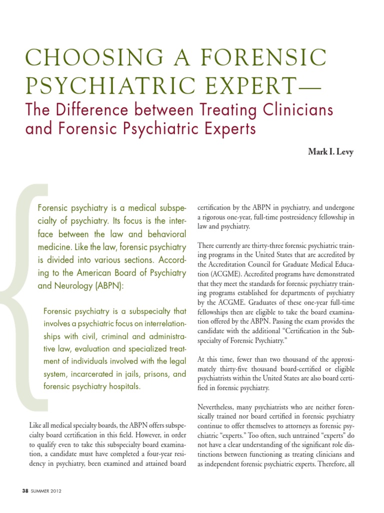 Choosing A Forensic Psychiatric Expert Forensic Psychiatry Psychiatry
