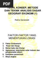 Teori, Konsep, Metode Dan Teknik Analisis Dasar Geografi Ekonomi