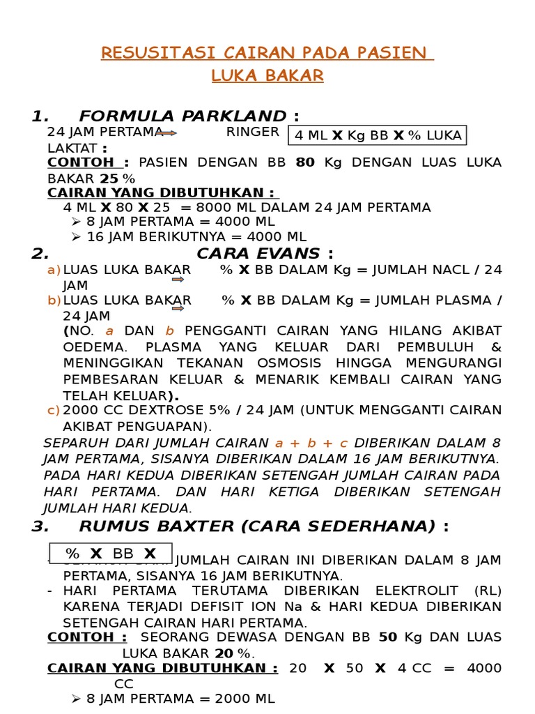 Perhitungan Cairan Pada Luka Bakar