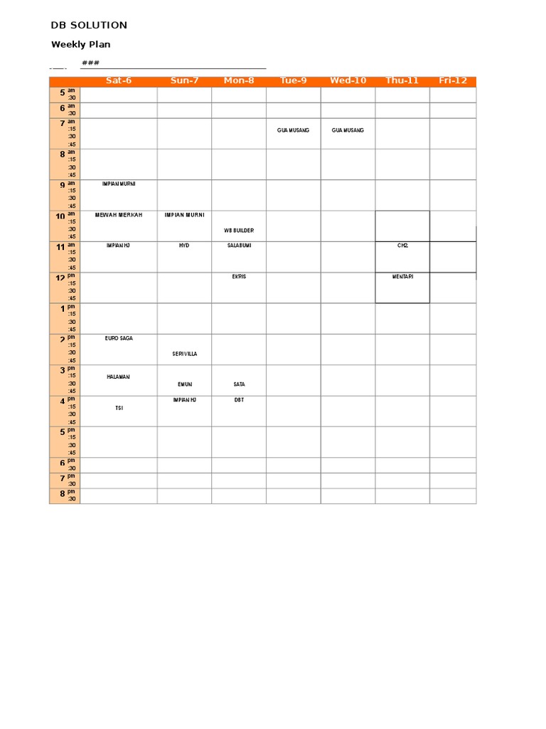 DB Solution Weekly Schedule | PDF