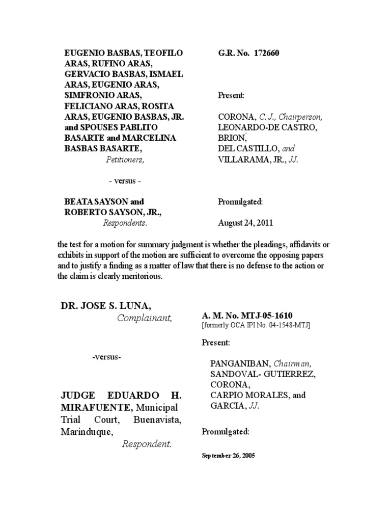 Summary judgment standards in ejectment cases PDF Summary Judgment