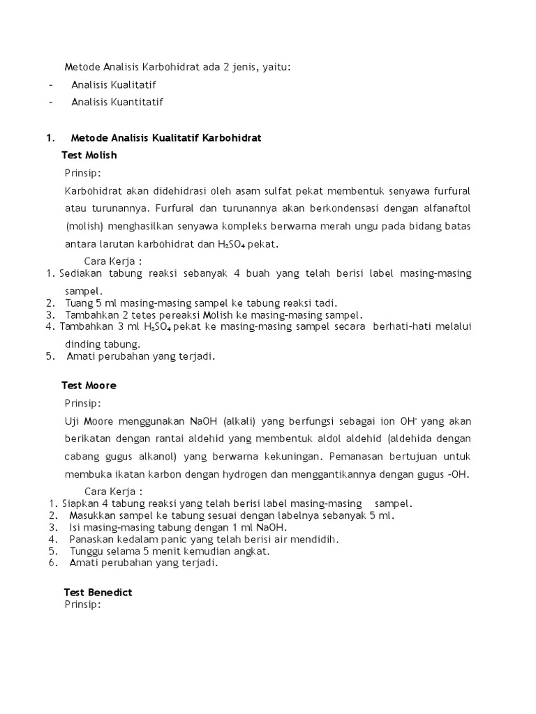 Metode Analisis Karbohidrat