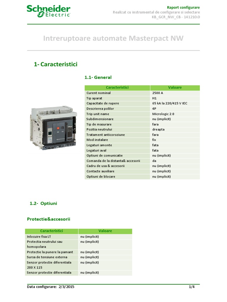 Intreruptoare Automate Masterpact NW | PDF