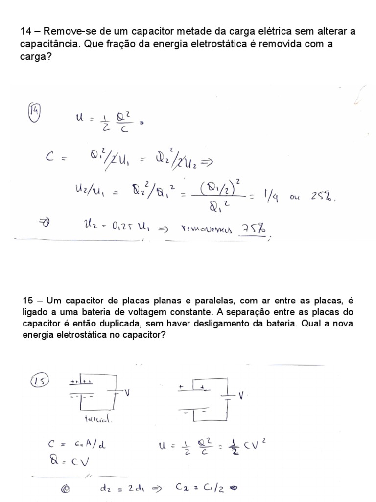 Exercicios Capacitores | PDF | Carga Elétrica | Dielétrico