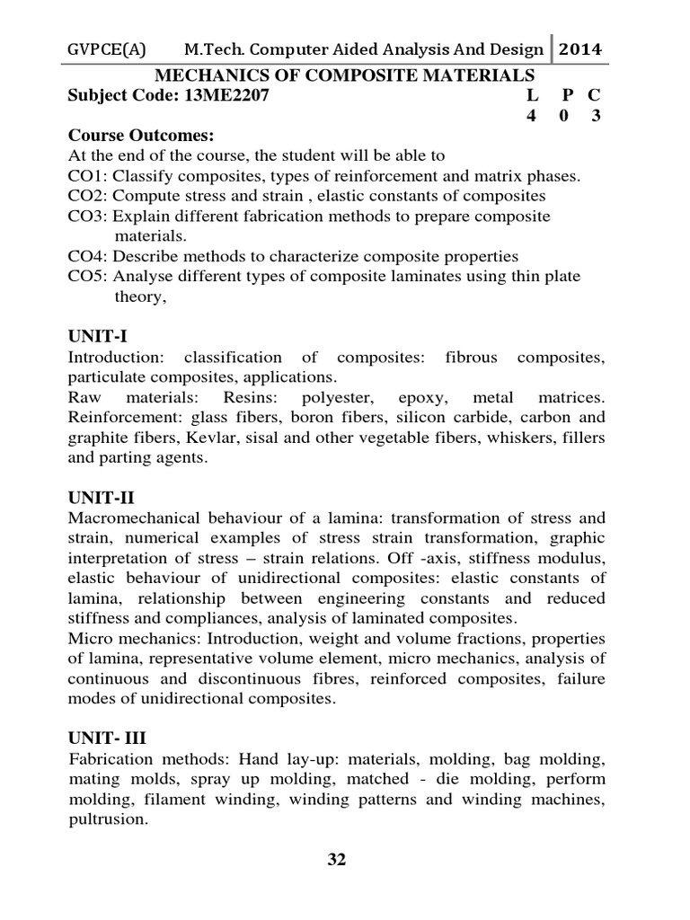 Mechanics of Composite Materials Course | PDF | Composite Material ...
