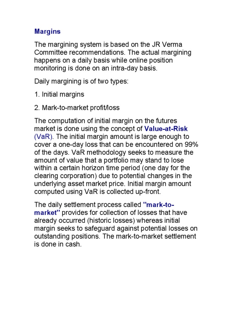 Margins The Margining System Is Based On | PDF | Futures Contract ...