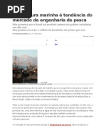 Aqüicultura Marinha é Tendência Do Mercado de Engenharia de Pesca