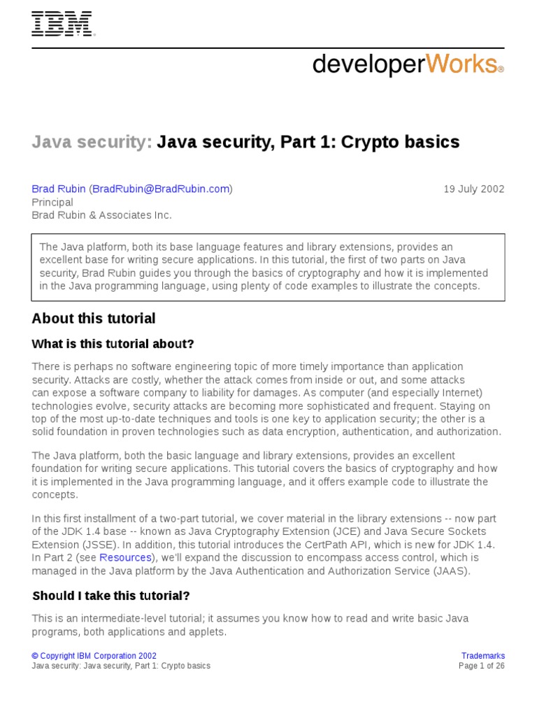 Java Security, Part 1: Crypto Basics | PDF