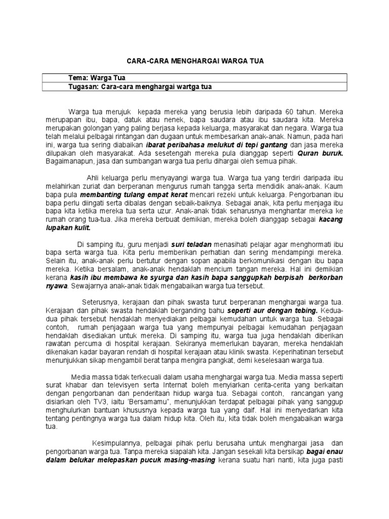 Cara-cara Menghargai Warga Tua