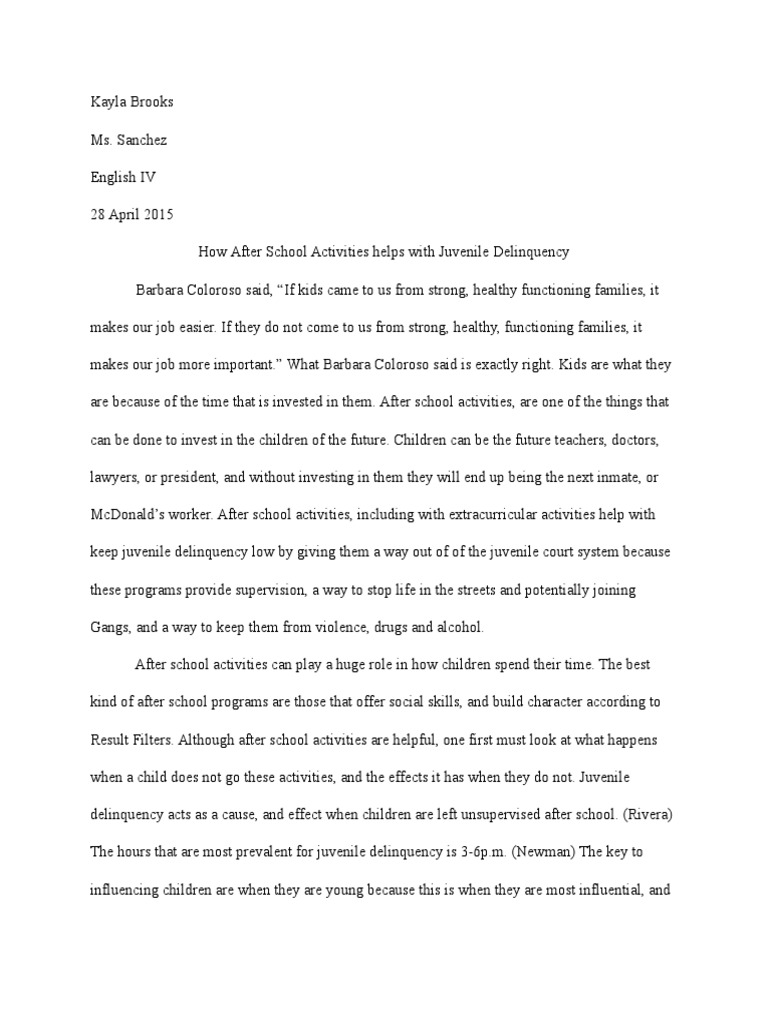 essays on juvenile delinquency