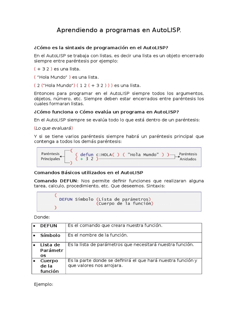 Introducción a la programación en AutoLISP | PDF | Seno | Soporte